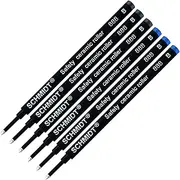 Schmidt 888 Safety Ceramic Rollerball Refill - Black, Blue Ink (Broad Tip 1.00mm) - Pack of 6