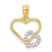 10k Yellow Gold CZ Heart in Pendant
