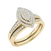 14k Yellow Gold Round Cut 0.33Ct Diamond Bridal Set Ring Size 9 Clarity I2