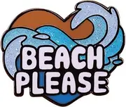 [Pinstant] Beach Please Summer Surf Party Retro Ocean Waves 1" Enamel Pin Badge, 1 Inch, Enamel, enamel