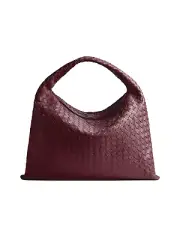 BOTTEGA VENETA Hop Large $4900 Barolo Intrecciato Leather Shoulder Bag New