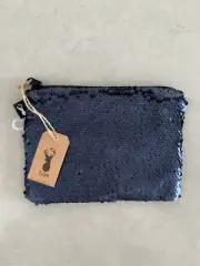 Blue Sequin Zip Bag (Typo)