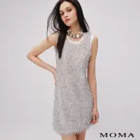 在飛比找momo購物網優惠-【MOMA】時尚雙色流蘇洋裝(白色)