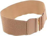 [FRCOLOR] Elastic Waist Belt with Double Oval Buckle Wide Stretchy Cincher for Fashionable Outfits Adjustable Boho Belt for Women for Casual Special Occasions
