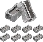 Operitacx Metal Pencil Sharpeners 10pcs Handheld Mini Pencil Sharpeners Manual Pencil Sharpener with Single Hole for Standard Size Pencils (Silver)