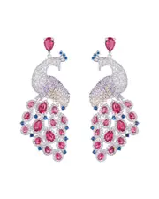 Eye Candy LA Luxe Collection Pink Peacock cubic zirconia Crystal Drop Earrings