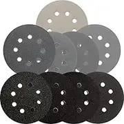 5 inch Wet Dry Sanding Discs Hook & Loop 54 pcs, 80 120 180 220 400 600 1000 2000 3000 Grit Silicon Carbide Orbital Sander Sandpaper Assortment with Tack Cloth, Automotive Wood Metal S&F STEAD & FAST