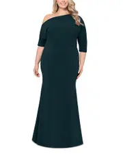 Betsy & Adam Plus One Shoulder Gown