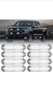 8-Pcs 12 LED Sync Feature Emergency Strobe Grille Lights Ultra Slim Surface Moun