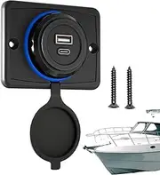 Car USB Socket - Car Charger QC3.0 Port - Marine Panel Plug - Waterproof USB Adapter With Power - SB Outlet Lighted Socket - Fast Charger Socket, Car Accessories