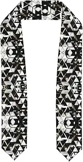 [VPPUR] Fashion Modern Black White Gold Triangle Print Unisex Adult Graduation Stole Class Of 2024 Shawl Stole Class