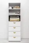 NNEDSZ GENEVA 3 SHELF 4 DRAWER BUILT IN WARDROBE - WHITE - SLIM - HALF MOON BRAS