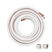 15240mm Mini Split Line Set, 6.4 & 12.7mm O.D Copper Pipes Tubing and Triple-Layer Insulation, for Mini Split Air Conditioning Refrigerant or Heating Pump Equipment & HVAC with Wrapping