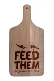 Creative Products Feed Them At Your Own Risk 8 x 17 Walnut Paddle Cutting Board