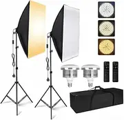 YISITONG Softbox Lighting Kit Photography Studio Continuous Dimmable 2X 85W 3200K-5500K with Remote Control for Photo Portraits and Product Shooting