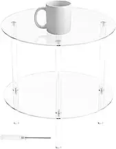 LYIYEYAN Acrylic Corner Table, Removable Acrylic Side Table, Space Saving Acrylic Corner Side Table, Lightweight Acrylic End Table, Practical Acrylic Table for Living Room, Bedroom(Style 2)