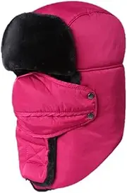 [Bigood] Womens Mens Winter Face Mask Faux Fur Trapper Ski Cap Ear Flap Pilot Hat