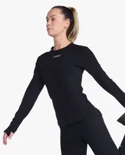 Ignition Base Layer Long Sleeve, 2XU, L, Black/Silver Reflective, Female
