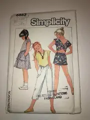 CHILDS GIRLS UNCUT SIMPLICITY 6863 Sewing Pattern PANTS SHORTS TOP SIZE 7 8 10