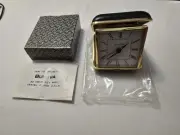 Vintage Bulova Clam Shell Case Manual Wind Travel Alarm Clock