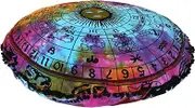 ICC 32 Inch Large Hippie Mandala Floor Pillow Ottoman Pouf Cover - Indian Peacock Daybed Oversized Cotton Cushion Cover Heavy Duty Zipper Seating Ottoman Cover - Dog Pets Bed Cover Zodiac