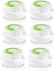 Replacement Facial Cleansing Brush Heads, Facial Cleansing Brush Head, Exfoliator Facial Brush Heads, for Acne Prone, Clogged and Enlarged Pores Skins (Green/6 Pack)