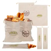 4Pcs Linen Bread Bags Reusable Drawstring Bag for Homemade Bread Container