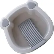 [MERRYHAPY] 1 Set Wash Basin Hand Wash Clothes Bucket Clothes Hand Wash Board Plastic Wash Basin Camping Wash Basin Baby Foot Wash Basin Washing Clothes Board Infant Washing Basin Pp Grey Cute