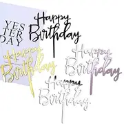 Coriver Pack of 12 Happy Birthday Cake Toppers, Acrylic Glitter Cupcake Toppers for Birthday Cake Decorations (Gold, Rose Gold, Silver, Blue * 3)