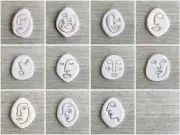 Abstract Face Embossers Set of 11 , Stamp For Fondant, Polymer Clay, Cookies