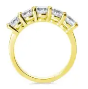 1.25 ct 5 Round Diamond Ring Anniversary 14K Yellow Gold Band G SI1, 5 x 1/4 ct