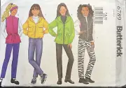 Butterick Pattern 6789 Girls Jacket Vest Pants Headband Loose Fit 7-10 Uncut