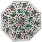 White Marble Coffee Table Top Nature Art Inlay Work Sofa Side Table for Patio