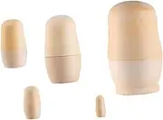 ibasenice 1 Set of Blank Nesting Dolls Wooden Unpainted Dolls Tabletop Ornaments