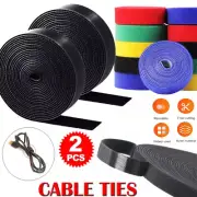 1M Double Sided Hook and Loop Tape Fastening 20mm Cable Cable Straps Roll AU