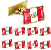 [YYDSPin] 12/25/50/100Pack Official Peru Flag Pins Bulk - Metal Peruvian National Lapel Pin