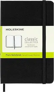 Moleskine Classic Hard Cover Notebook - Plain - Pocket - Black, (QP012)