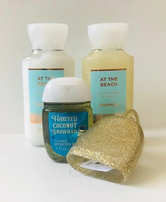 Bath & Body Works AT THE BEACH SHAMPOO CONDITIONER HOLDER TRAVEL SIZE SET OF 4