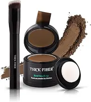 THICK FIBER Root Touch Up Powder for Thin Hair - Water & Sweat Resistant Hair Loss Concealer Set With Brush for Thinning Hair Women (Light Brown)