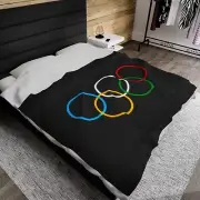 Olympic Rings Velveteen Plush Blanket