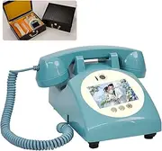 1080p Video & Audio Guest Book, 32GB Audio Guest Book Phone for Wedding, Retro Style Audio GuestBook Recorder, Audio GuestBook Telephone Blue