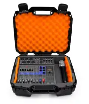 CM Studio Mixer Case fits Zoom LiveTrak L-8 Recorder and More in Orange Foam