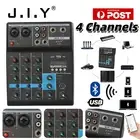 JIY 4 Channel Audio Mixer Bluetooth Sound Console DJ Live Mixing PC USB Record