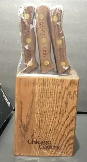 Chicago Cutlery Set of Six 103s Steak Knives w/ Block NEW & SEALED MSS6 4" Blade