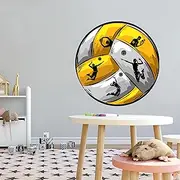 Realistic Volleyball on White Background Vinyl Wall Decal Boys Girls Bedroom Playroom Nursery Sports Volleyball Sticker Removable - Size: 10 in x 10 in