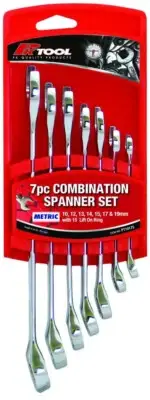 PT10175 - PkTool - 7pc METRIC Cr-V COMBINATION SPANNER SET
