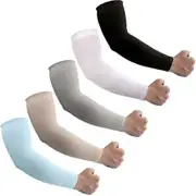 Upf50+sun Uv Protection Cooling Sleeves, 5 Pairs Compression Sleeve For Arm Tattoo Cover fg2025031702263 Black White Grey Beige Blue