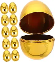 12pcs Easter Egg Basket Egg Party Eggs Large Egg Egg Container Egg Decoration Egg Decorating Refillable Egg Twist Bubble Wand Egg Shakers Eggs Stickers Plastic Golden