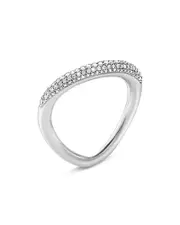 Georg Jensen Sterling Silver Offspring Diamond Pave Wavy Ring