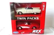 Welly NEX Twin 2 Pk 1955 Ford Thunderbird + 1957 Chevy Corvette Die Cast